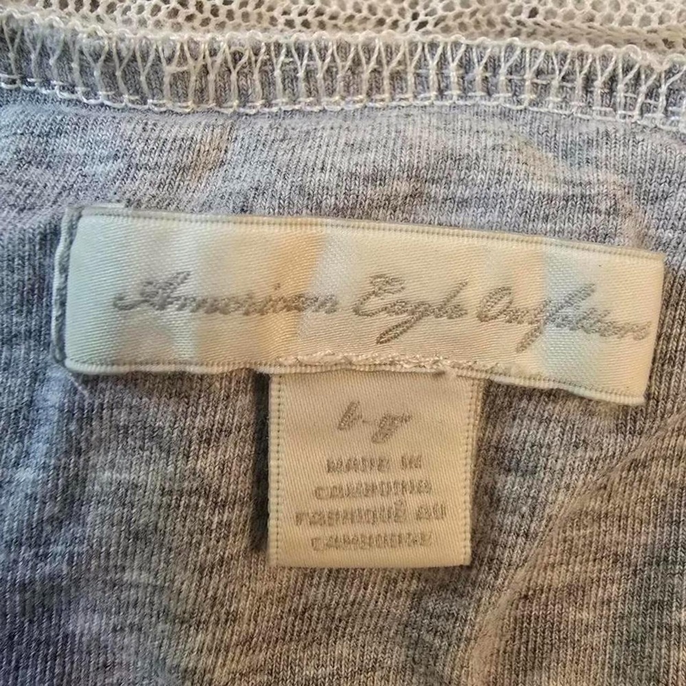Vntg Y2K American Eagle Grey Lace Trim Tank Top - Picture 3 of 8